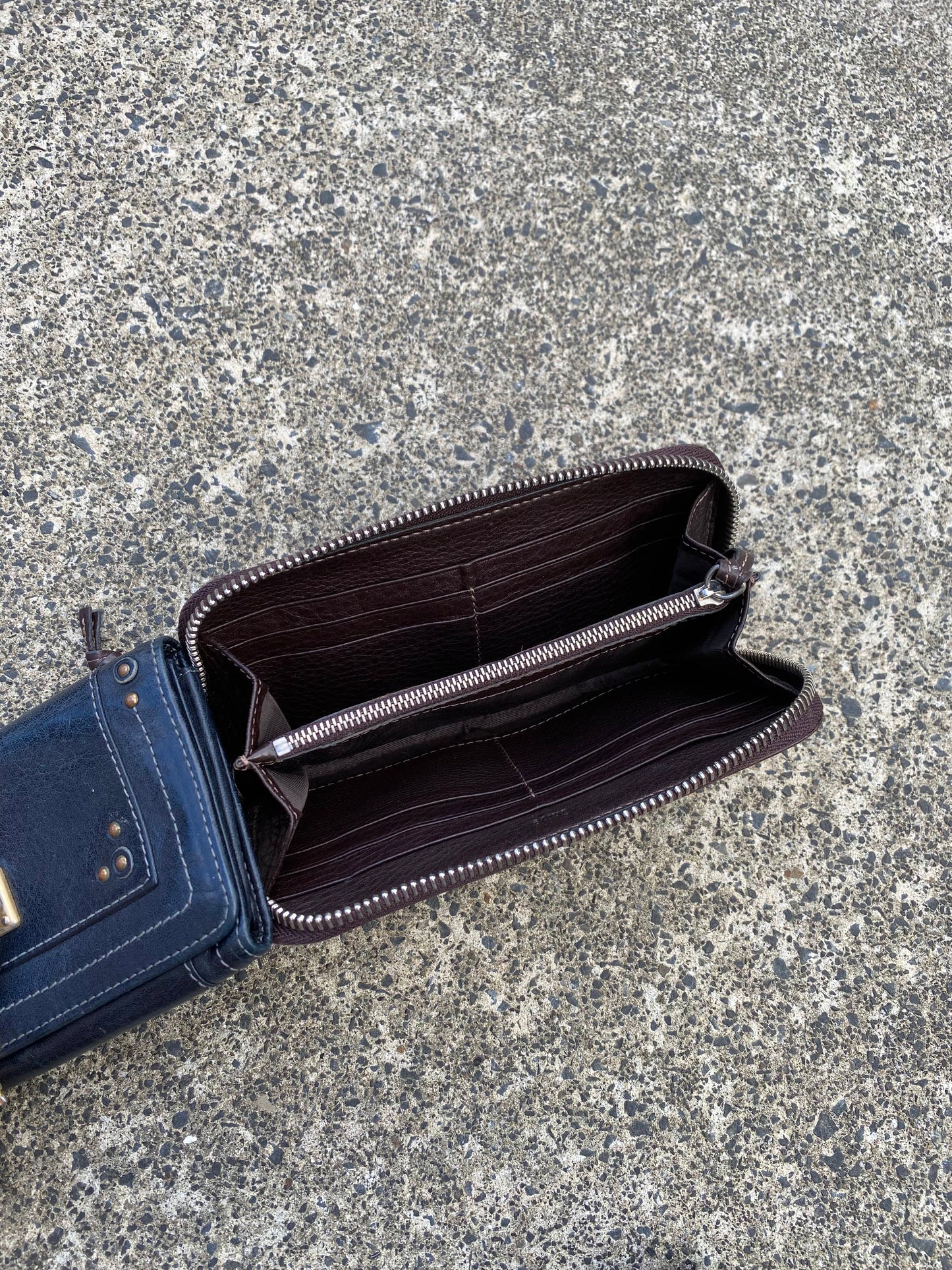 Chloe Paddington Long Wallet Maroon/ Brown Pebbled Leather