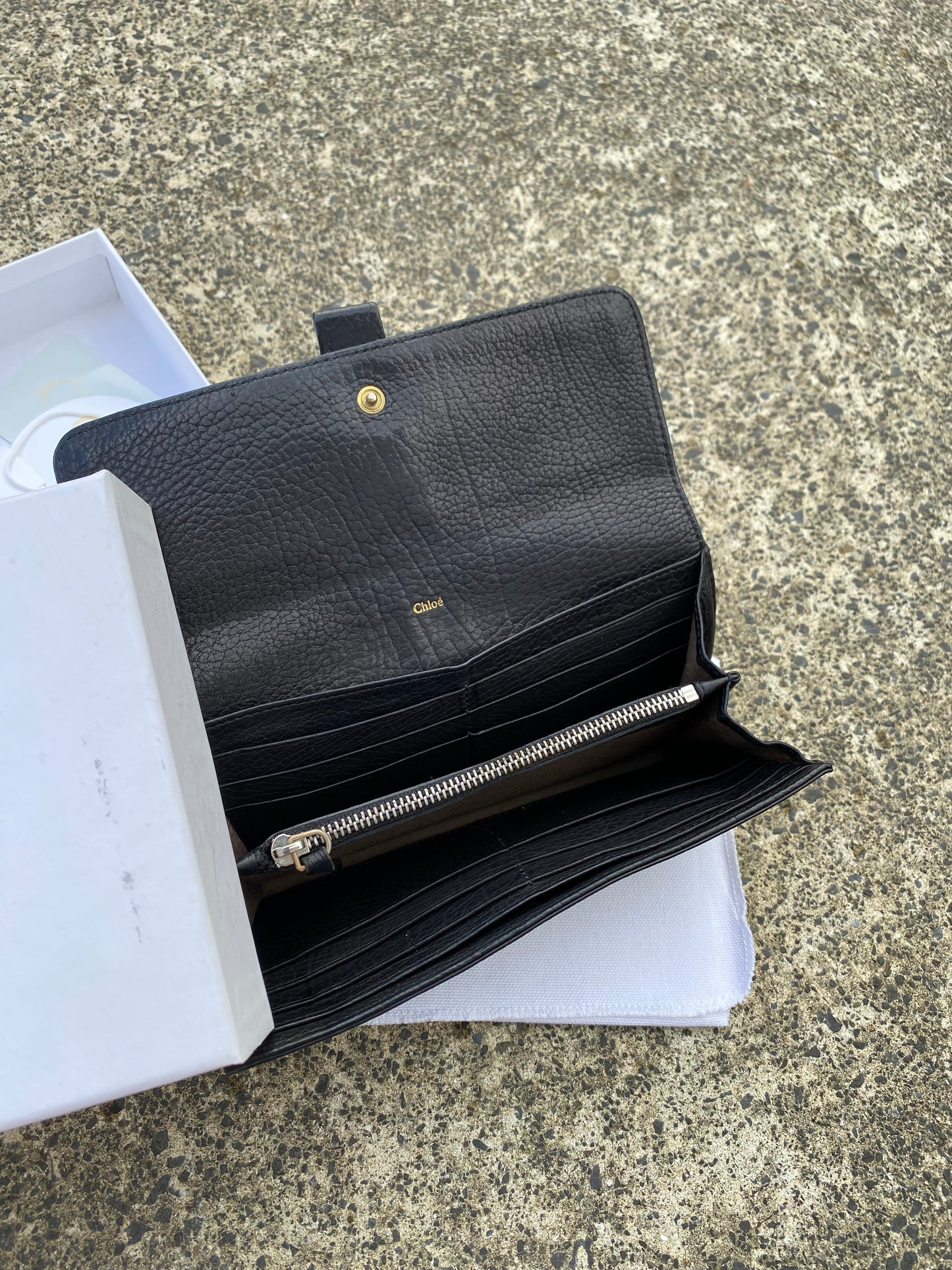 Chloe Paddington Long Wallet Black Pebbled Leather