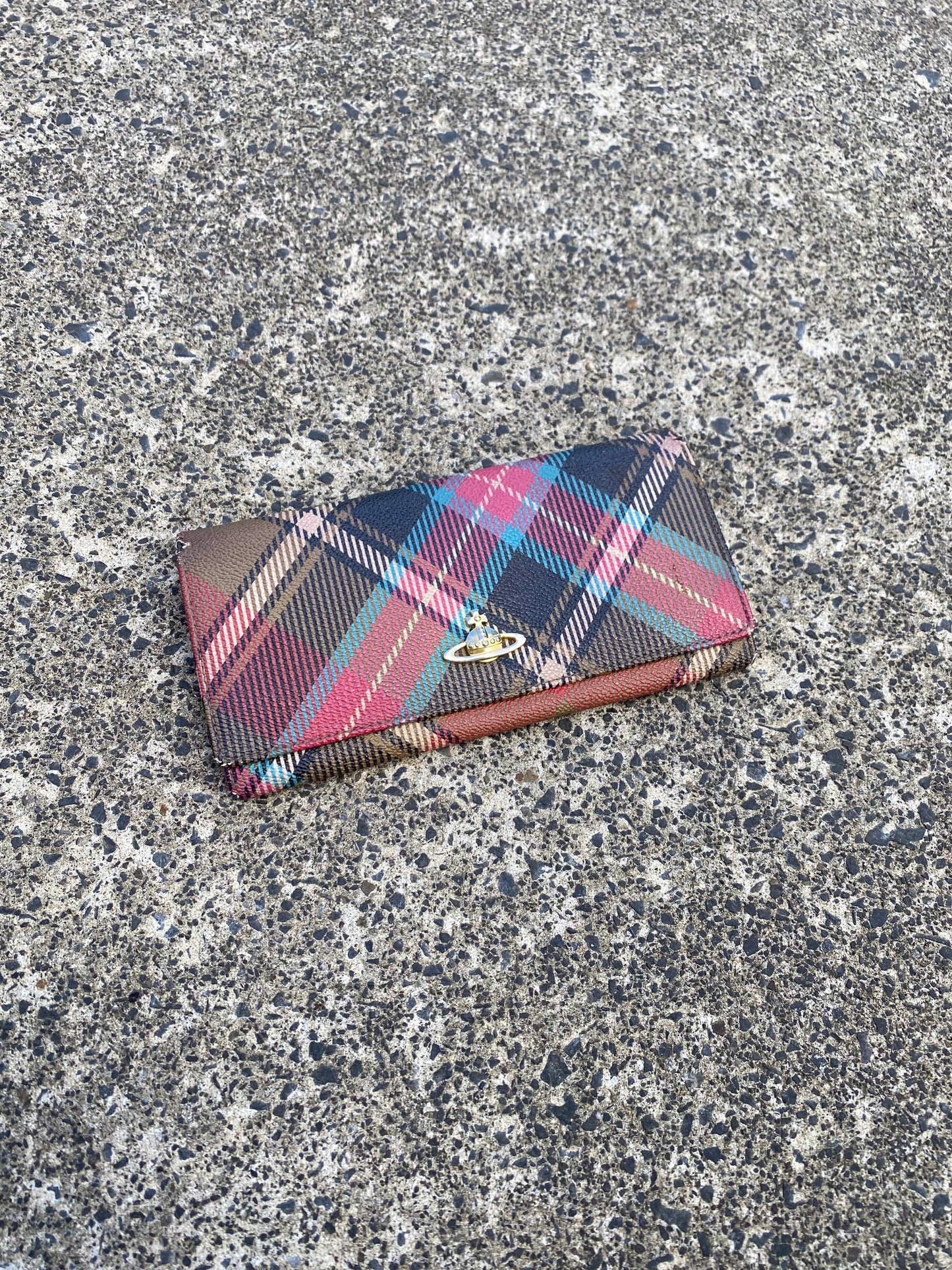 Vivienne Westwood Lizard Green Tartan Bi Fold Wallet