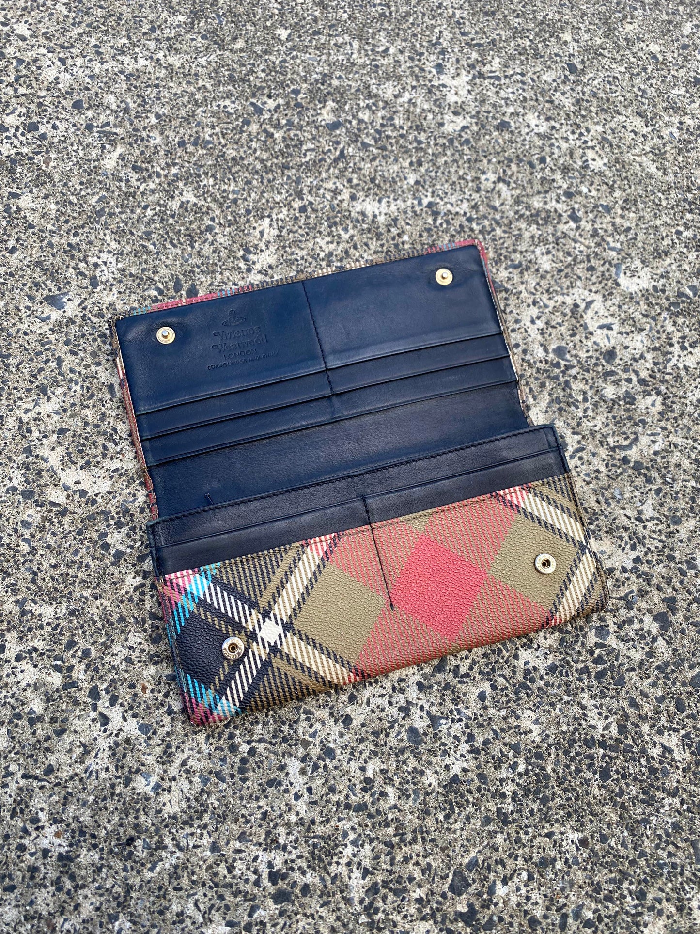 Vivienne Westwood Lizard Green Tartan Bi Fold Wallet