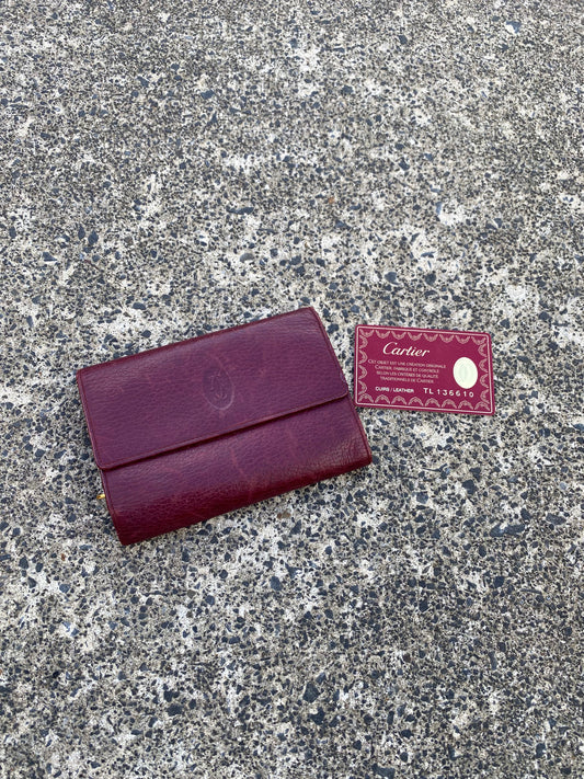 Cartier Must de Line Bi-Fold Wallet Leather Purse