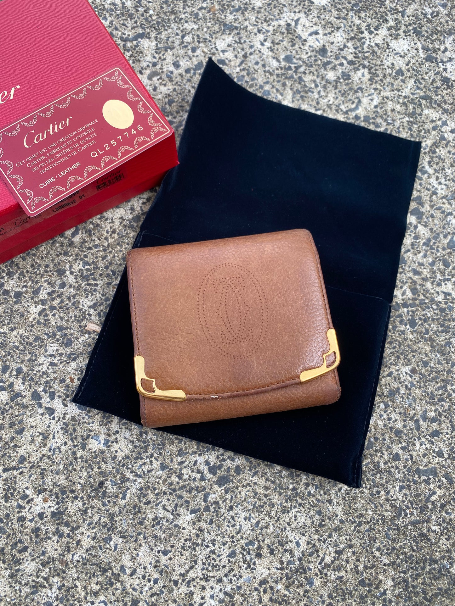 Cartier Brown Trifold Leather Wallet | Auth Card Inc