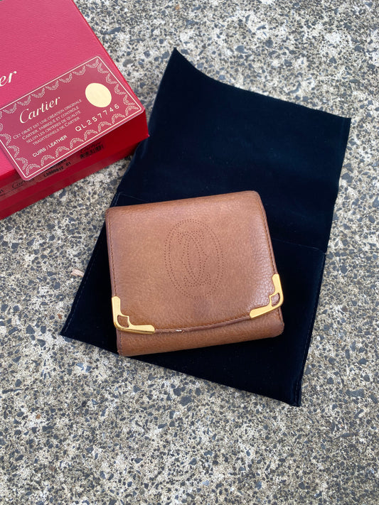 Cartier Brown Trifold Leather Wallet | Auth Card Inc