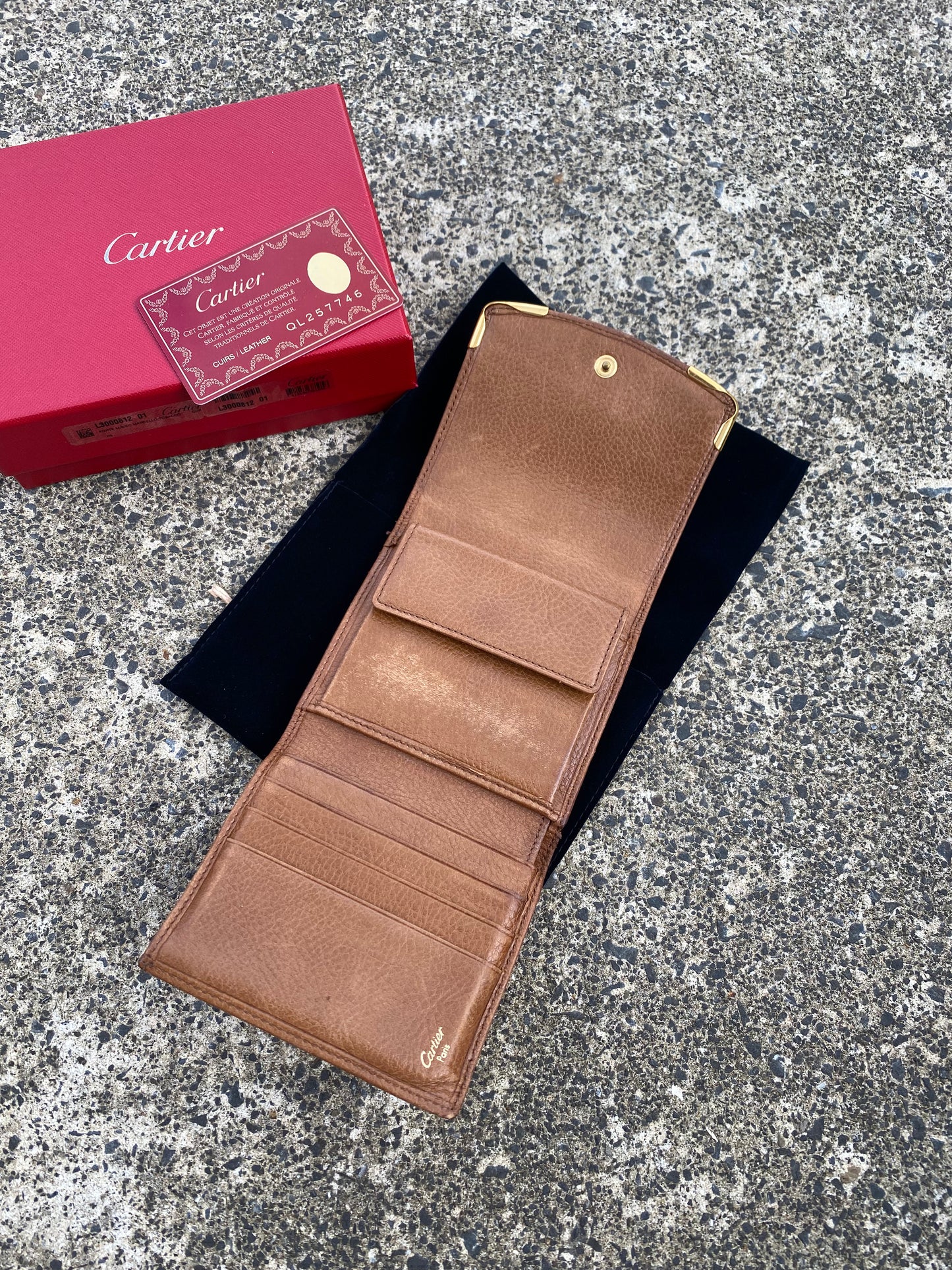 Cartier Brown Trifold Leather Wallet | Auth Card Inc