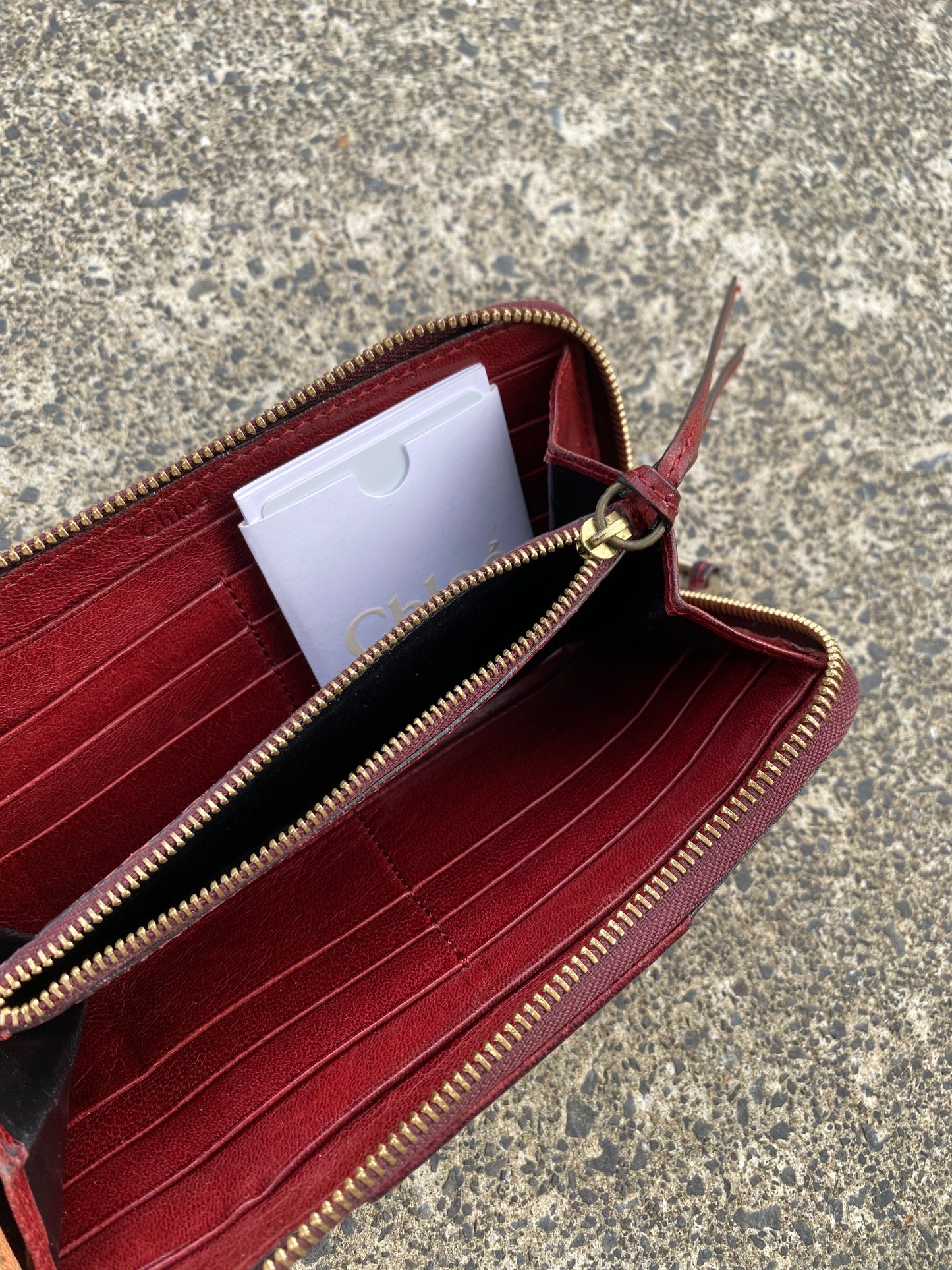 Chloe Cactus Style Red Leather Long Wallet
