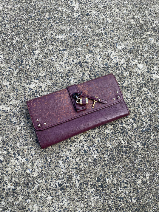 Chloe Paddington Purple Leather Long Wallet