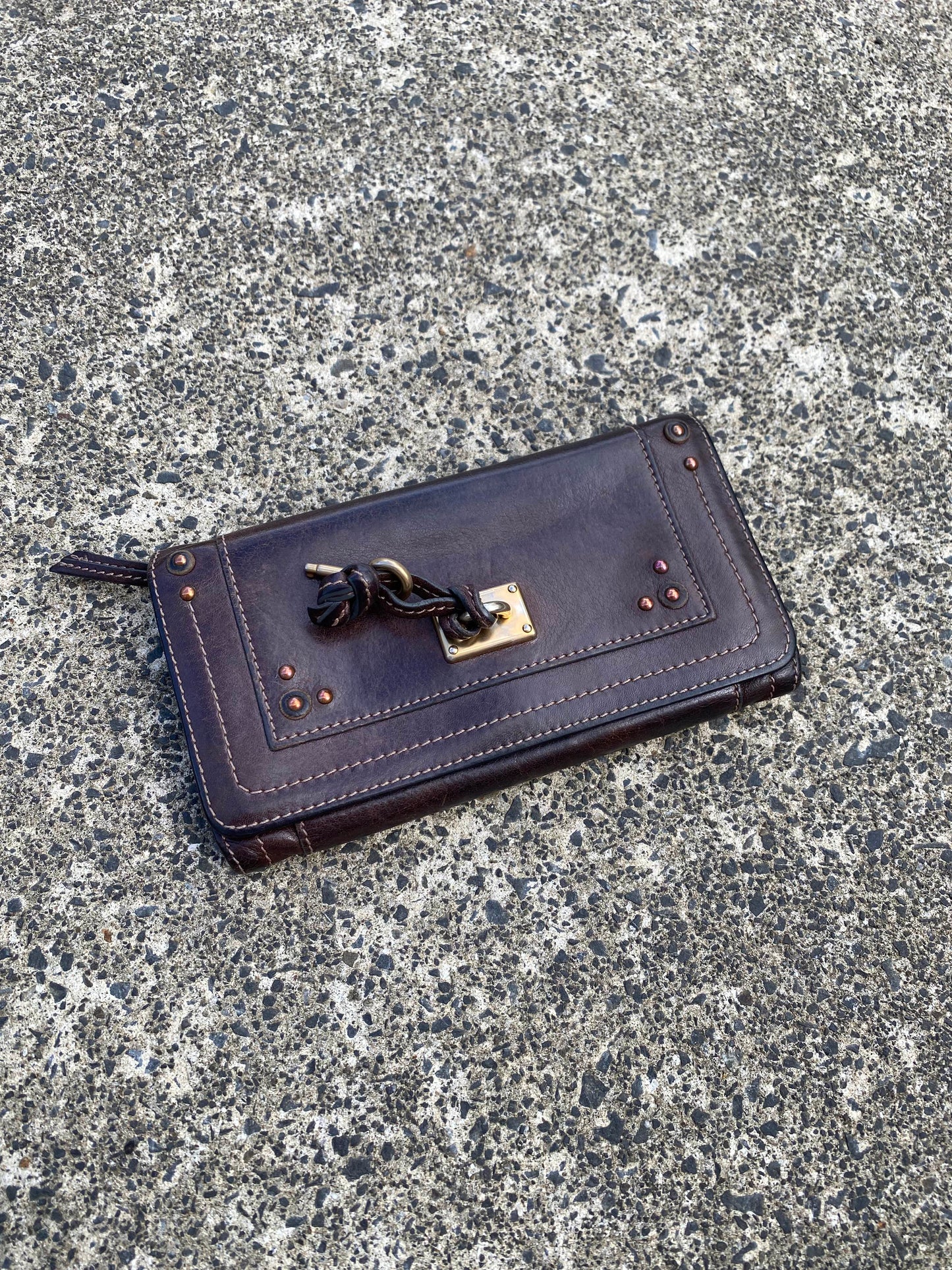 Chloe Dark Red Leather Paddington Long Wallet