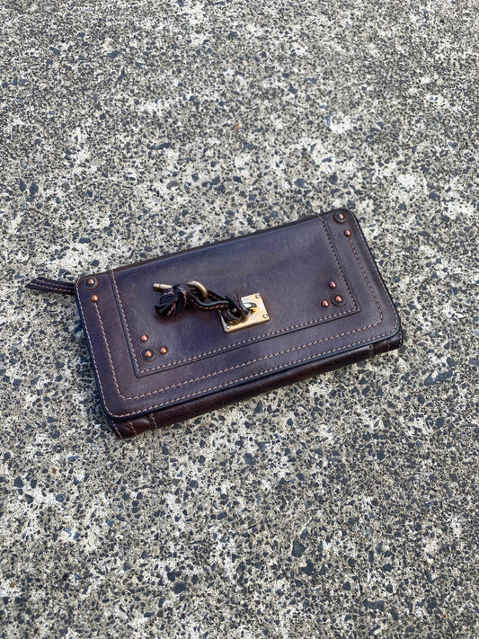 Chloe Dark Red Leather Paddington Long Wallet