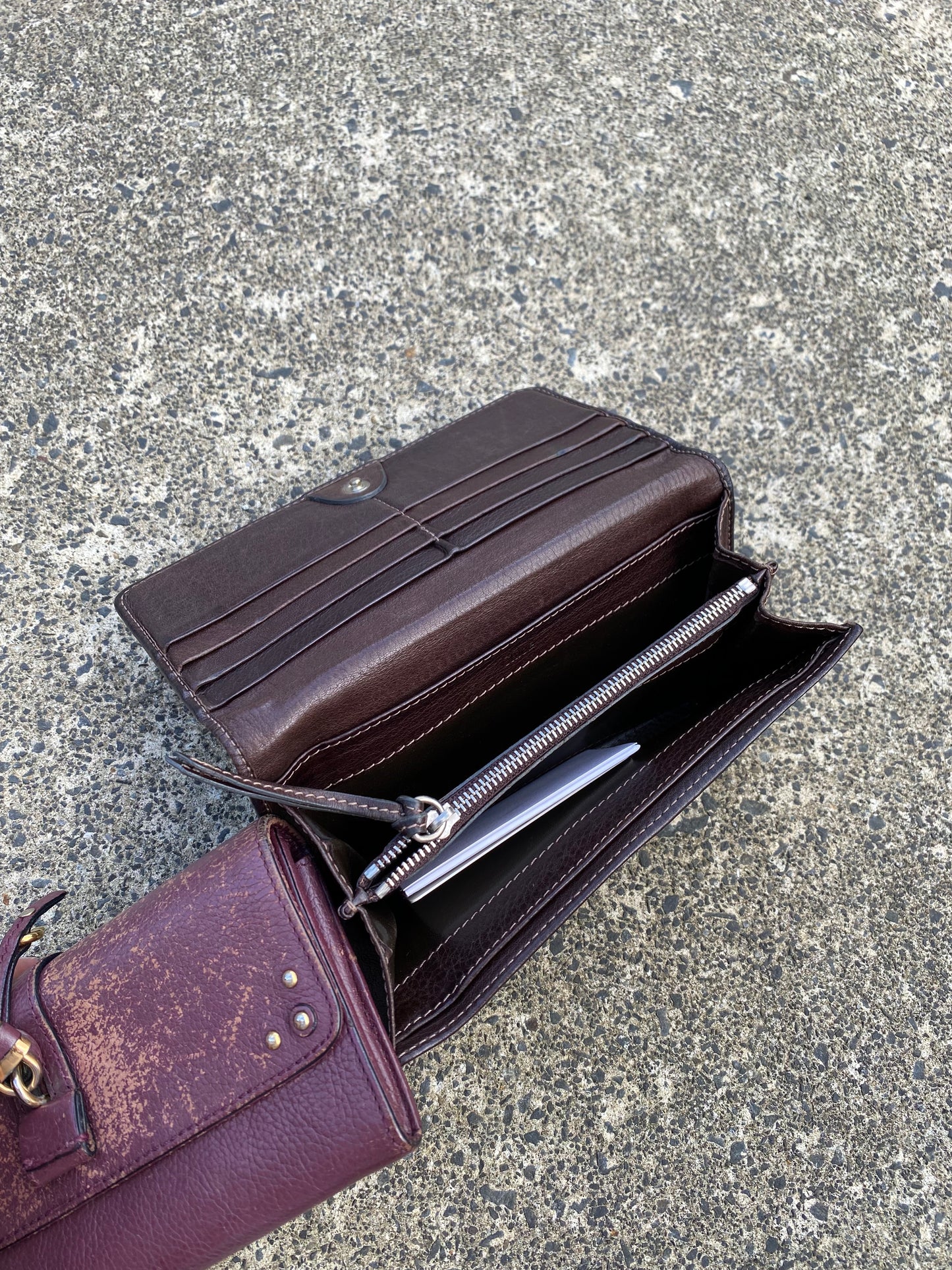 Chloe Dark Red Leather Paddington Long Wallet