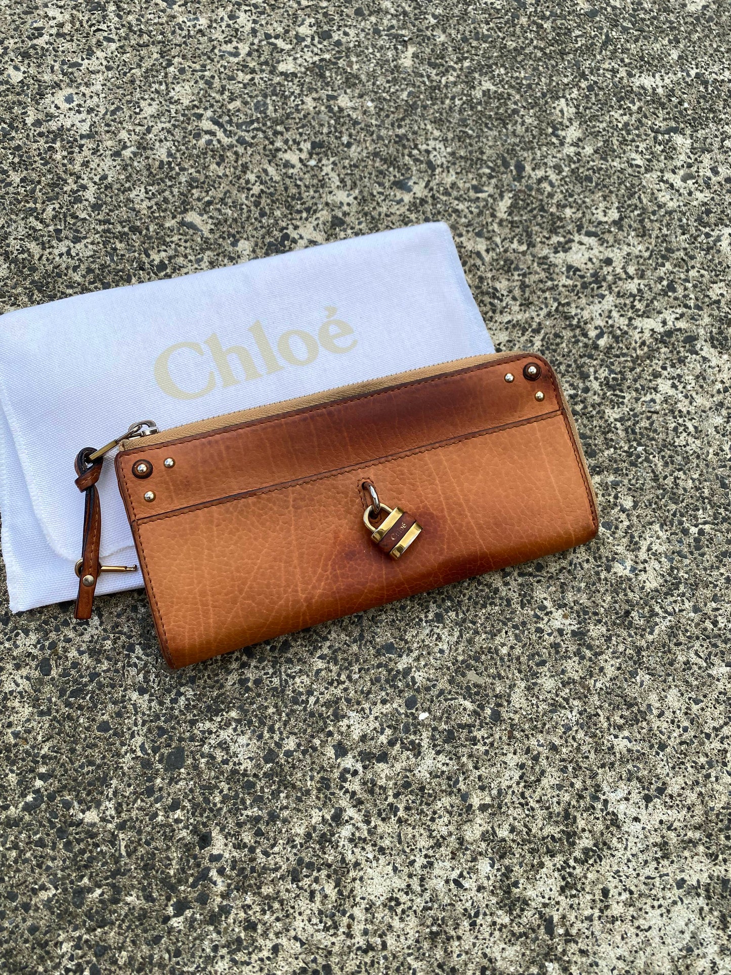 Chloe Paddington Long Wallet Light Brown Leather