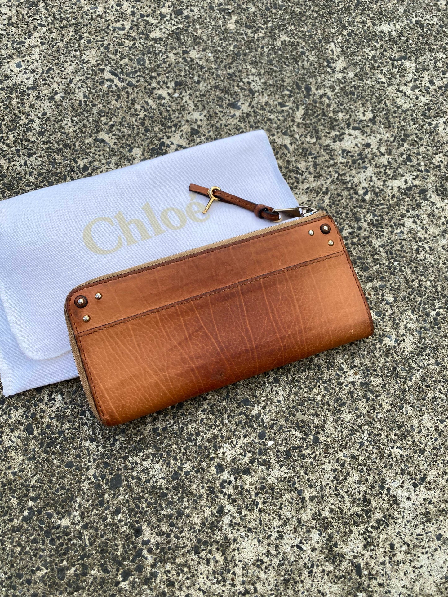 Chloe Paddington Long Wallet Light Brown Leather