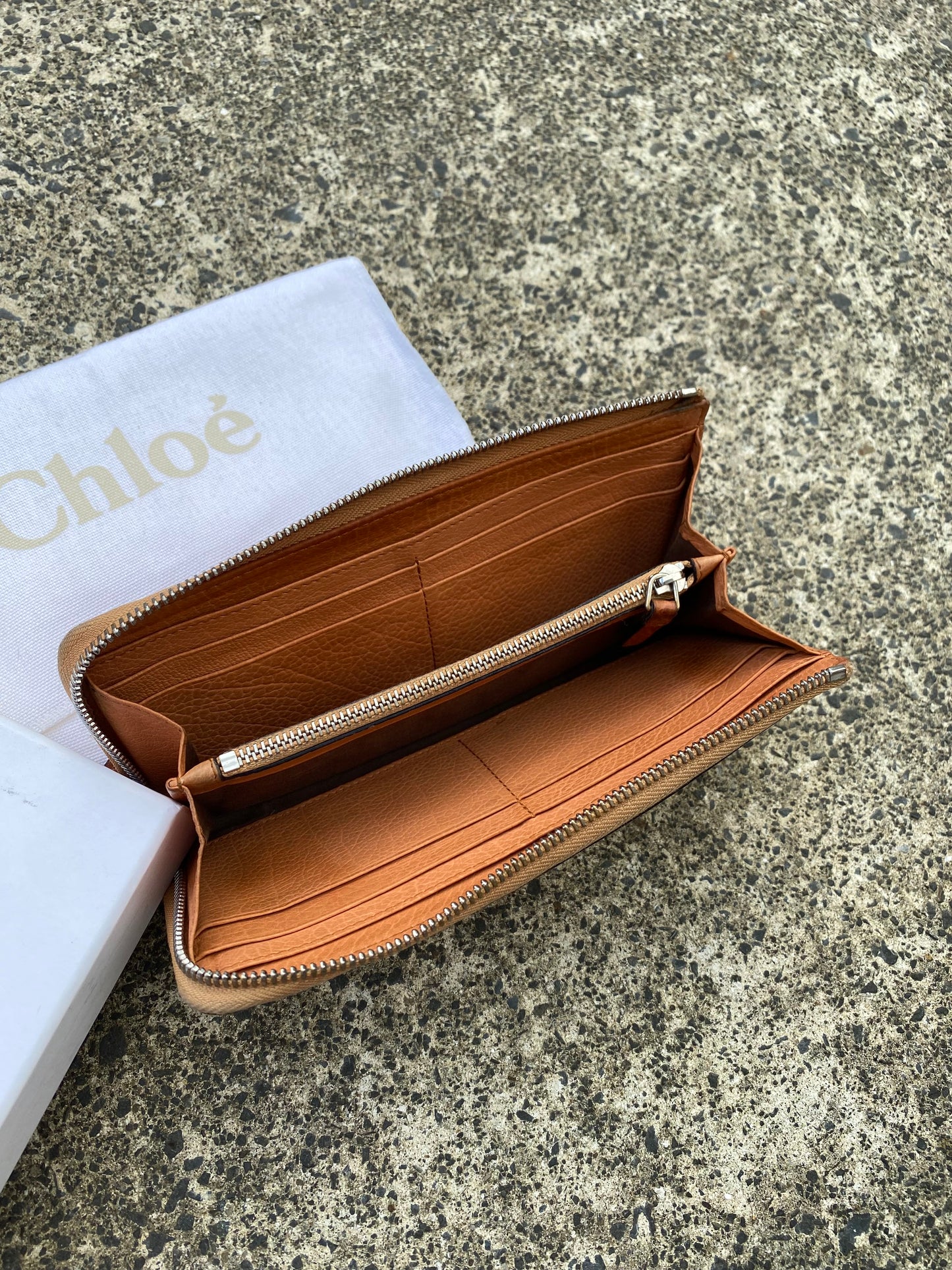 Chloe Paddington Long Wallet Light Brown Leather