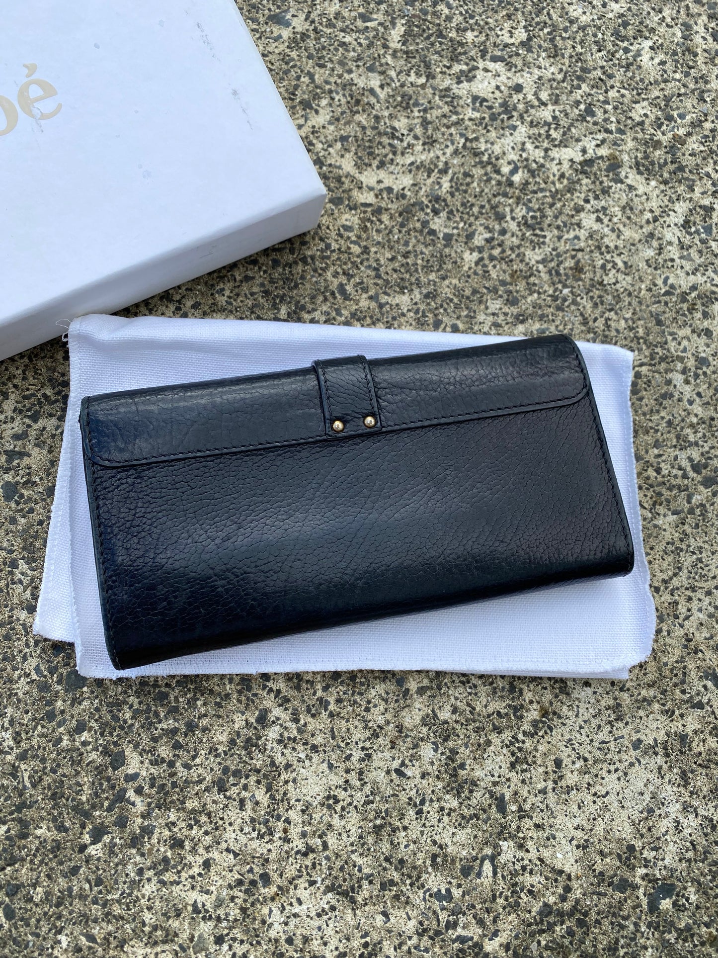 Chloe Paddington Long Wallet Black Pebbled Leather